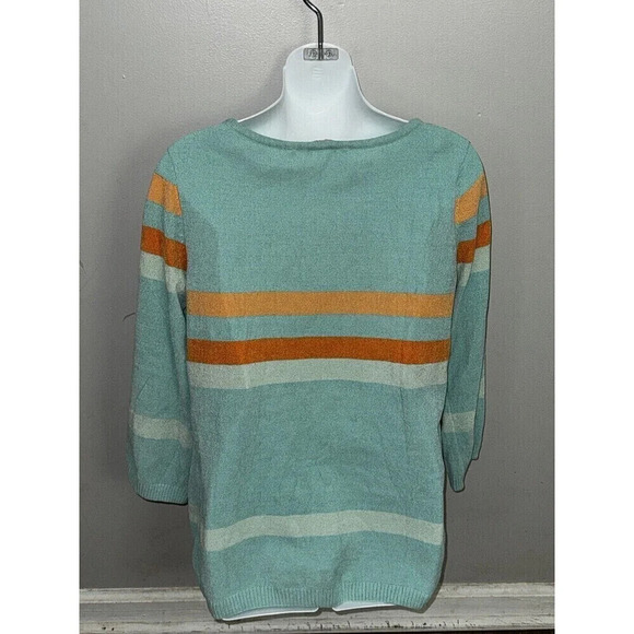 Soft Surroundings Womens Medium Shirt Long Sleeve Multicolor Striped Round Neck - Picture 3 of 4